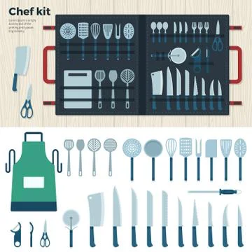 Modern Kitchen Tools for Cooking. Chef Kit Stock Illustration