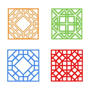 Modern Korean window and tile in square design Stock Illustration