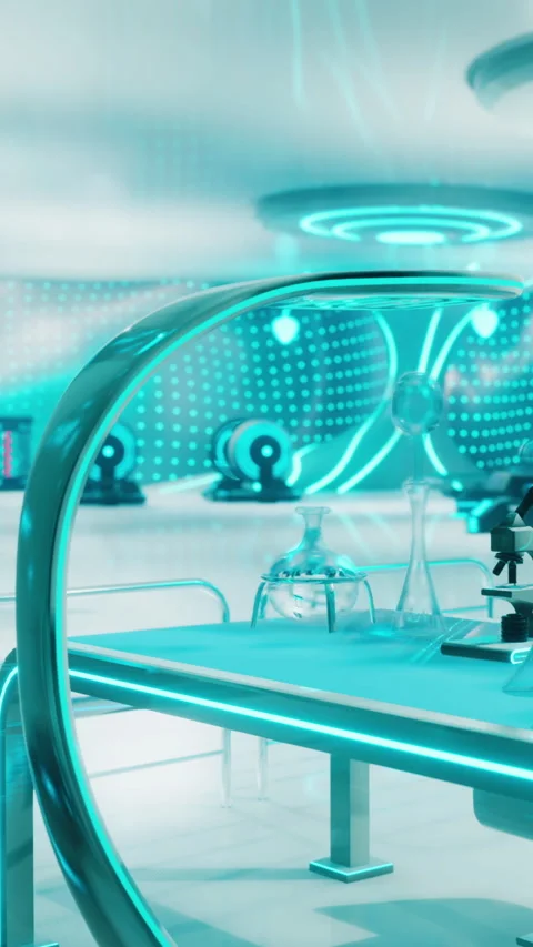 Modern laboratory with high tech equipment and bright light design Stock Footage 340283115