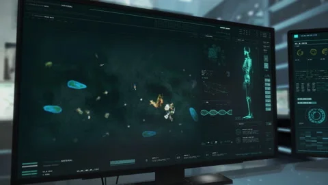Modern laboratory system studying the behaviour of the paramecium microorganism Stock-Footage 206142780