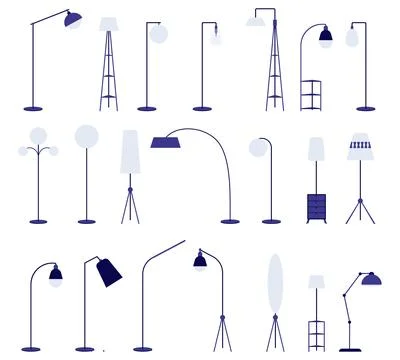 Modern lamp big set with different shape and size Stock Illustration