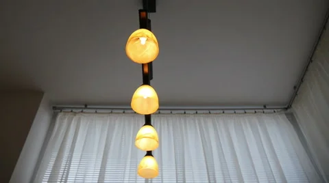 Modern Lamp in Dining Room Stock Footage 48694796