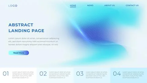 Modern landing page website header on abstract white and blue mesh gradient Stock Illustration