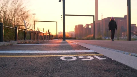 Modern Landscape Design. City park at sunset. Stock Footage 164655341