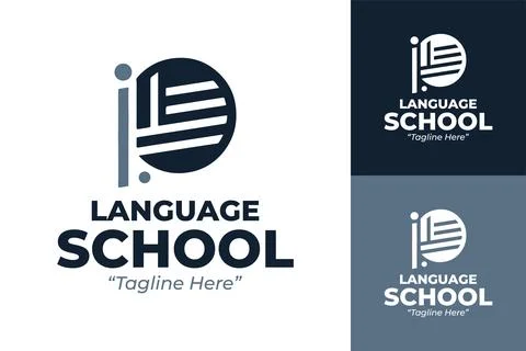 Modern Language School Logo Stock Illustration