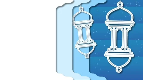 Modern Lantern Ramadan Animation on Blank Background Stock Footage 302255181