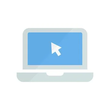 Modern laptop and mouse cursor icon. Vector. Illustrazione stock