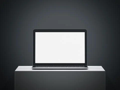 Modern laptop with blank screen. 3d rendering イラスト素材
