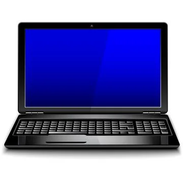 Modern laptop with blue screen. Vector Illustration Stock Illustration