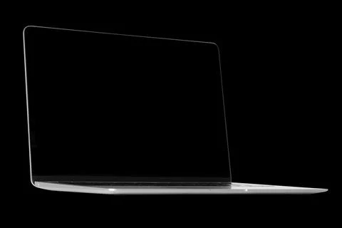 A modern laptop computer on black background Stock Photos