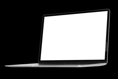 A modern laptop computer on black background 스톡 사진