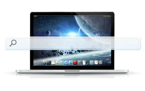 Modern laptop computer with empty web bar Stock Illustration