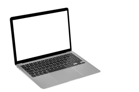 A modern laptop computer with hard shadow 스톡 사진