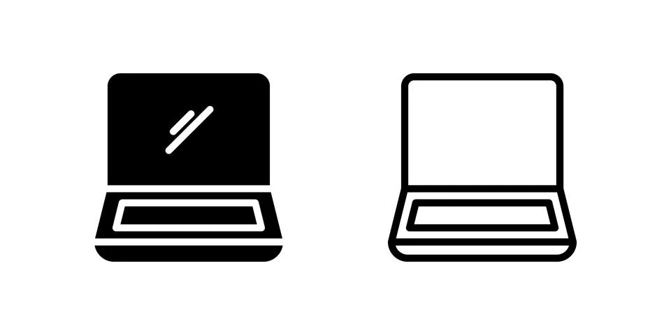 Modern laptop computer icon representing technology, computing, and portabl.. Stock Illustration