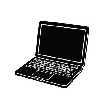 Modern laptop computer icon silhouette with notebook device Illustration