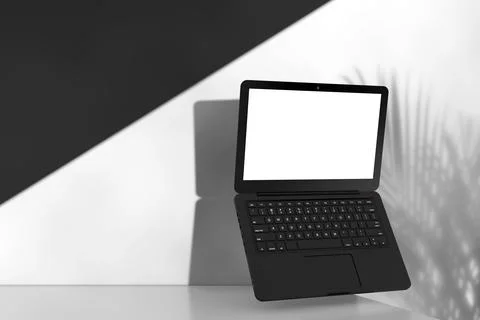 Modern Laptop Computer Notebook with Blank Screen for Your Design on a Whit.. Stock Illustration