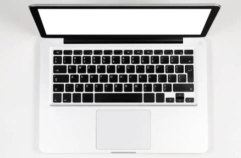 Modern laptop computer, top view Modern laptop computer with blank screen ... 写真素材
