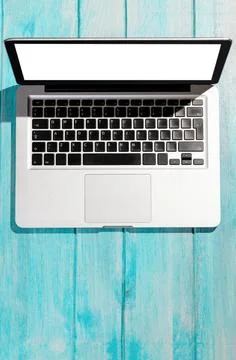 Modern laptop computer, top view Modern laptop computer with blank screen ... Stockfoto's