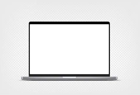 Modern laptop computer vector 3d mockup with shadow isolated on transparent b Illustrazione stock