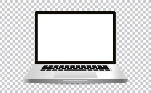 Modern laptop computer vector mockup isolated on transparent. Stock Illustration
