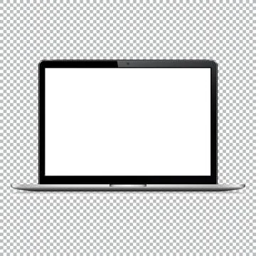 Modern laptop computer vector mockup isolated on transparent background Stock Illustration