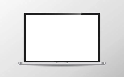 Modern laptop computer vector mockup isolated on white. Stock Illustration