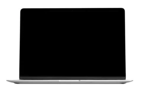 A modern laptop computer on the white background 스톡 사진