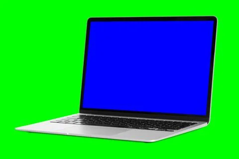 A modern laptop computer on the white background 스톡 사진