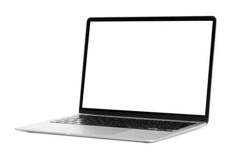 A modern laptop computer on the white background Stock-Fotos