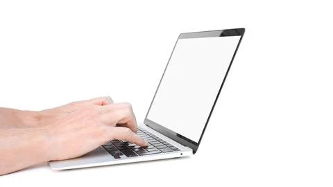 A modern laptop computer on white background Stock Photos