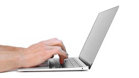 A modern laptop computer on white background Foto stock