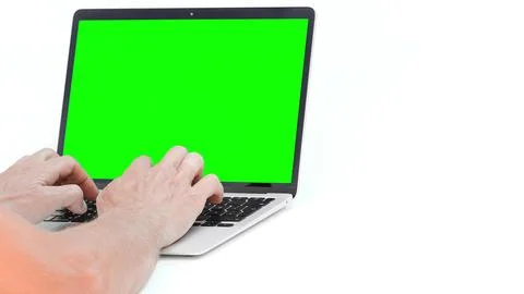 A modern laptop computer on white background Stock Photos