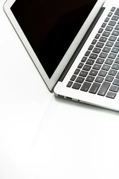 Modern laptop computer on white 写真素材