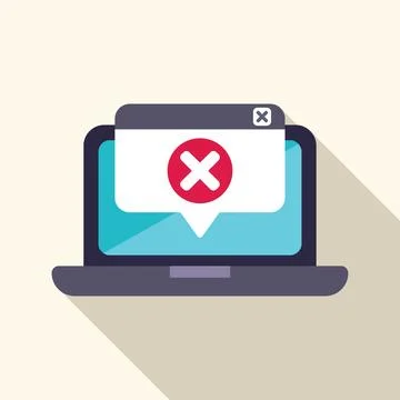 Modern laptop displaying error message with cross mark symbol Stock Illustration