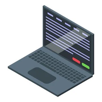 Modern laptop displaying lines of code, software development concept Stock Illustration