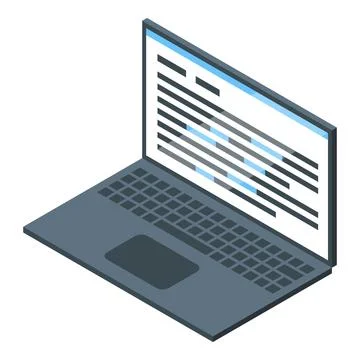 Modern laptop displaying programming code, software development concept Illustrazione stock