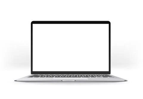 Modern laptop with empty screen isolated on white background. Mock up for a d Stock Illustration