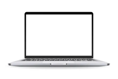 Modern laptop with empty screen. Vector mockup with white background 库存插图