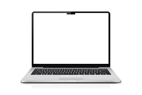 Modern laptop mockup front view, isolated on white background. Stock Illustration