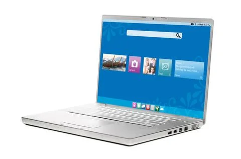 Modern laptop modern flat interface on laptop isolated on white background... Foto stock