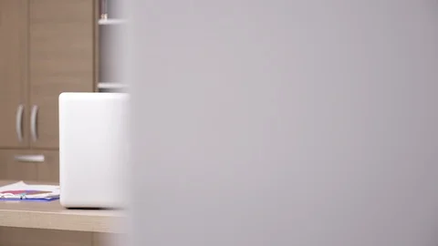 Modern laptop in an office Stock Footage 90348155