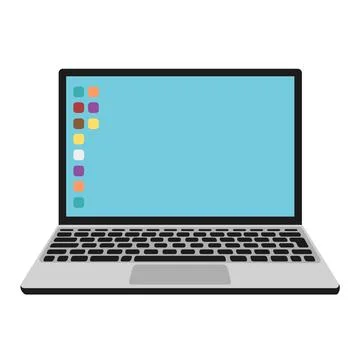 Modern laptop personal computer flat vector illustration. Open notebook イラスト素材