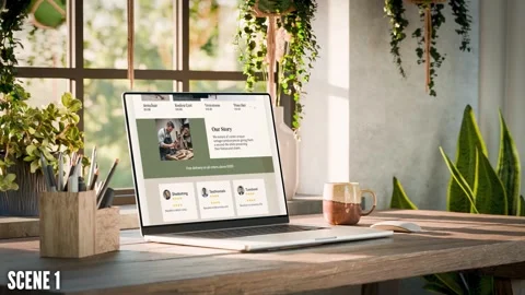 Modern Laptop Screen Template | Green Industrial | 10 Scenes Set Stock After Effects