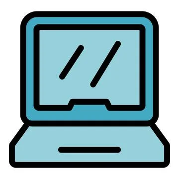 Modern laptop showing loading screen symbol, portable computer technology Stock Illustration