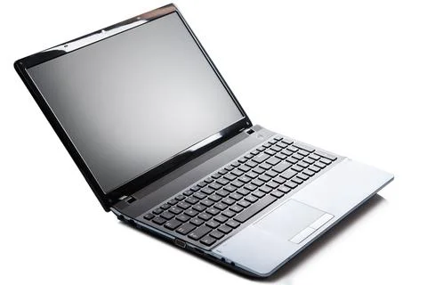 Modern laptop on white background Stock Photos