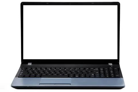 Modern laptop on white background Stock Photos