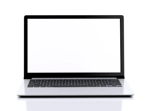 Modern laptop with white screen. 3d illustration Stock Illustration