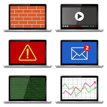 Modern Laptops Set Stock Illustration