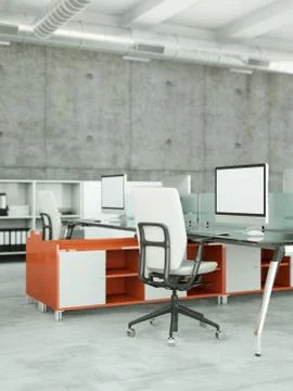 Modern large office interior Desing 3d Rendering Stock Illustration