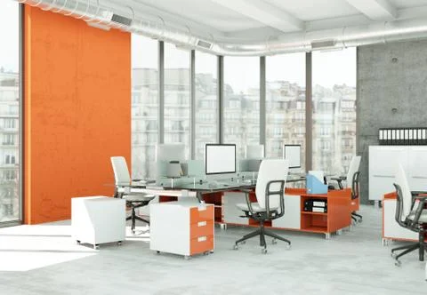 Modern large office interior Desing 3d Rendering Stock Illustration